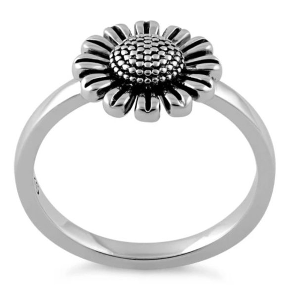 925 STERLING SILVER Dainty Little Sunflower Ring - Picture 16 of 16